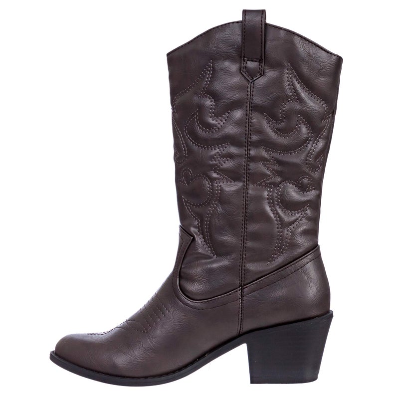 Charles Albert Womens Embroidered Modern Western Cowboy Boot, Brown, 8 - Image 4